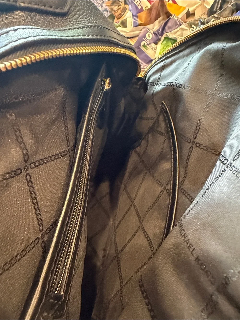 Michael Kors Black Pebbled Leather Backpack with Gold Accents